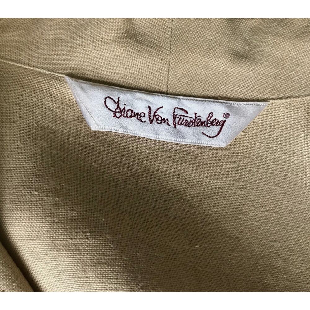 Diane Von Furstenberg Vintage 80s Linen Blazer Womens 14 Beige - Picture 7 of 8